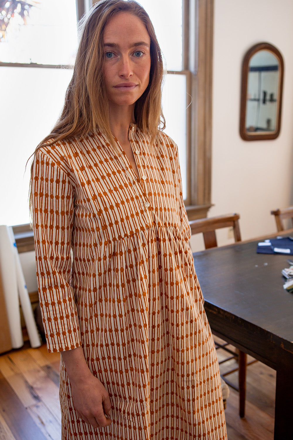 Lisbon Cotton Dress In Terra Cotta Jacobsen