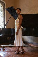 Long Lola Silk Charmeuse Dress In Alabaster