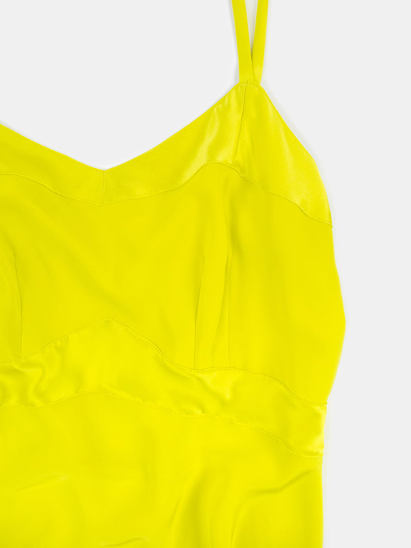Long Lola Silk Charmeuse Slip Dress in Limoncello