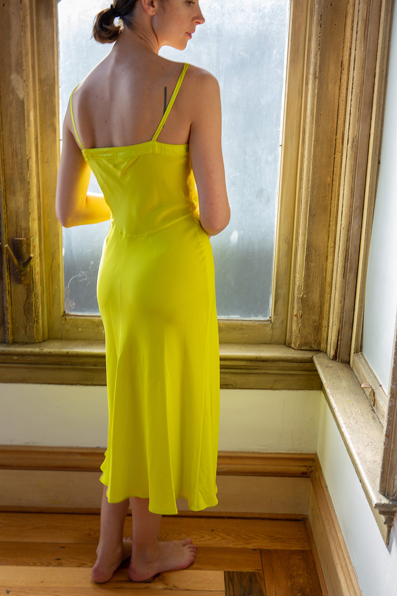 Long Lola Silk Charmeuse Slip Dress in Limoncello