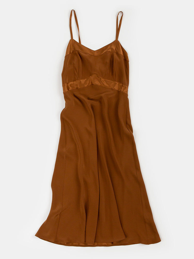 Long Lola Silk Charmeuse Slip Dress in Sienna