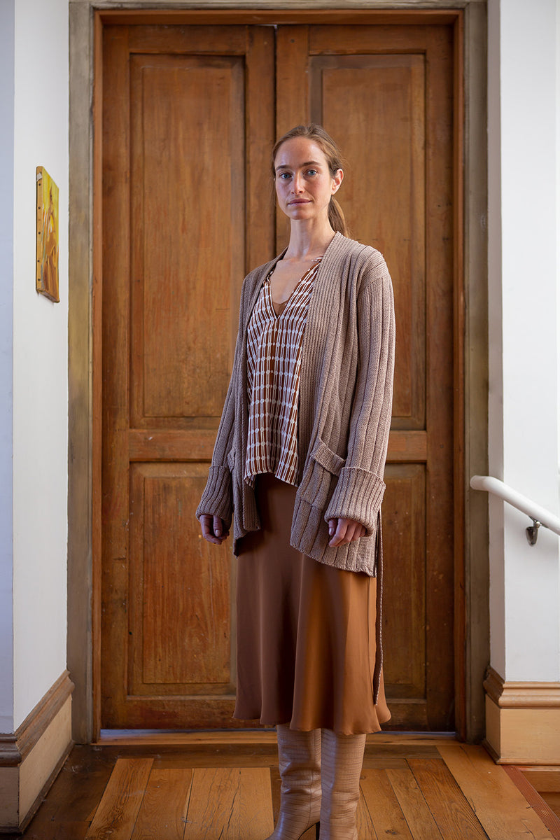 Pima Cotton Lounge Cardigan in Dove