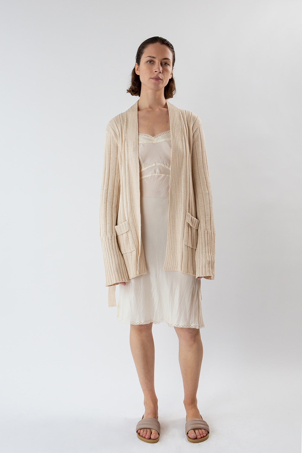 Pima Cotton Lounge Cardigan in Natural