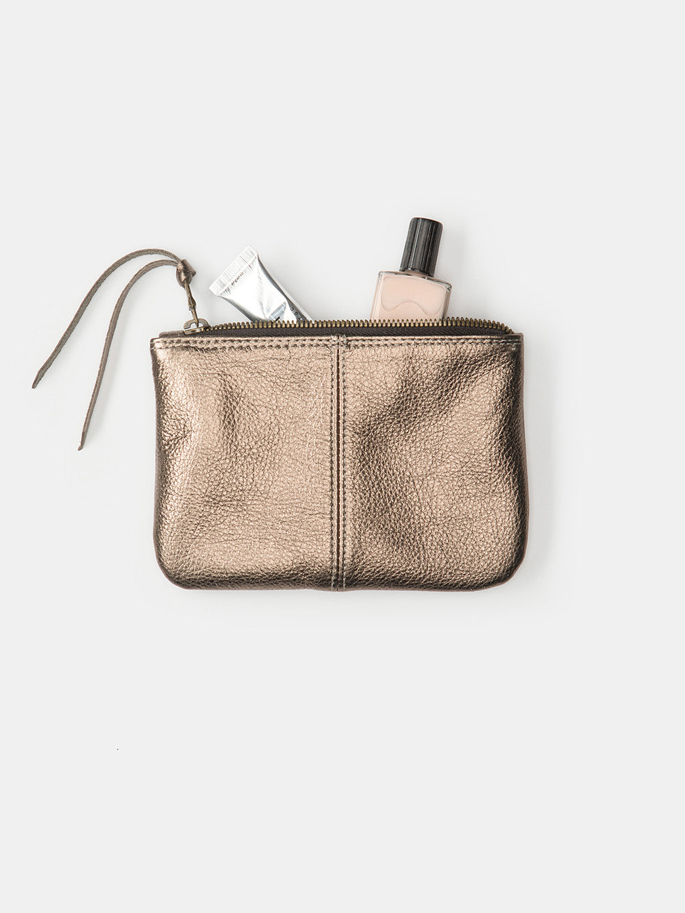 Elodie Leather Makeup Bag in Bronze
