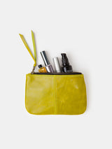 Elodie Leather Make Up Bag in Lichen