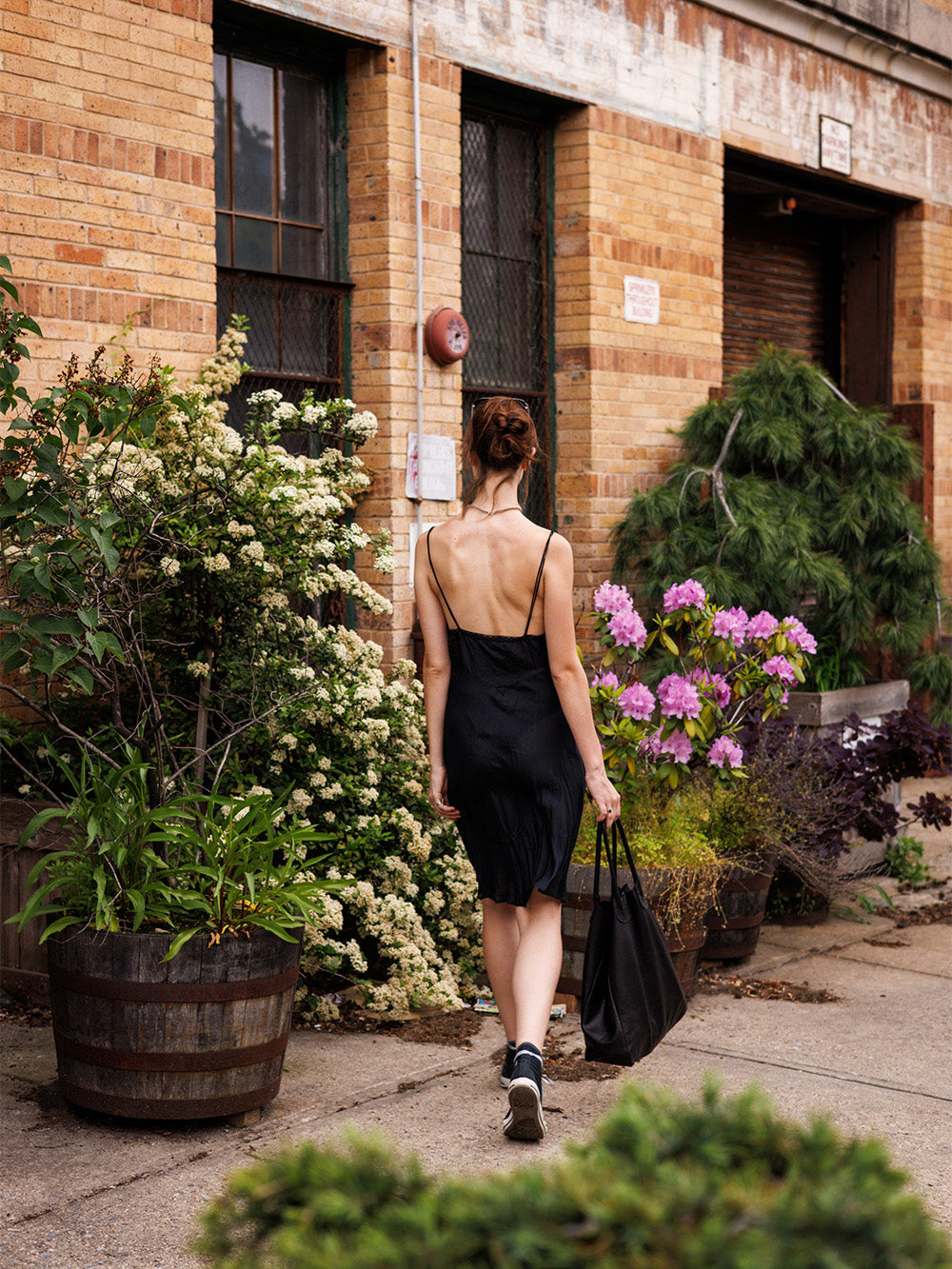 black and brown slip dress Lenny Satin Lace Slip Dress