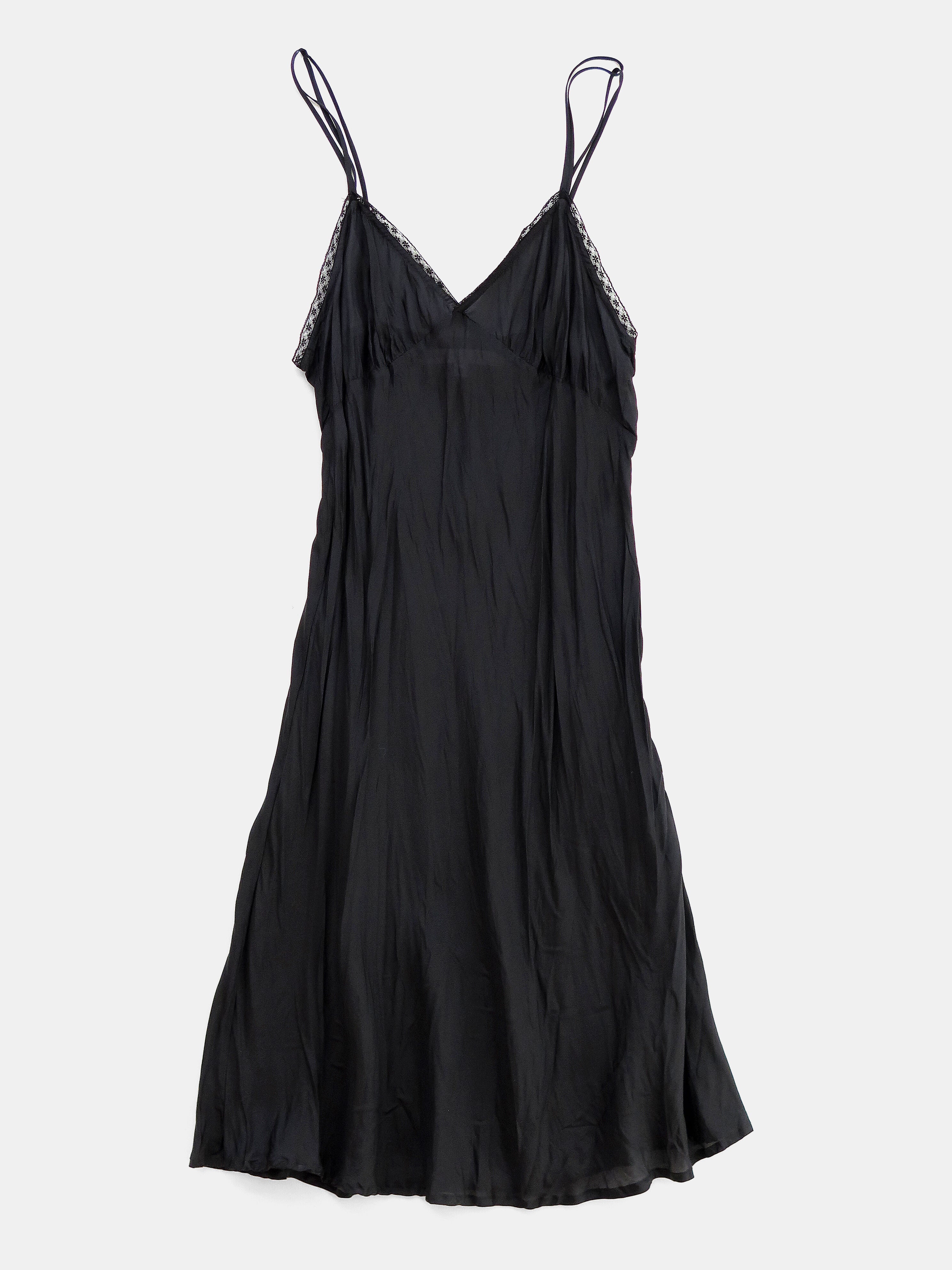 Maude Silk Slip Dress in Black