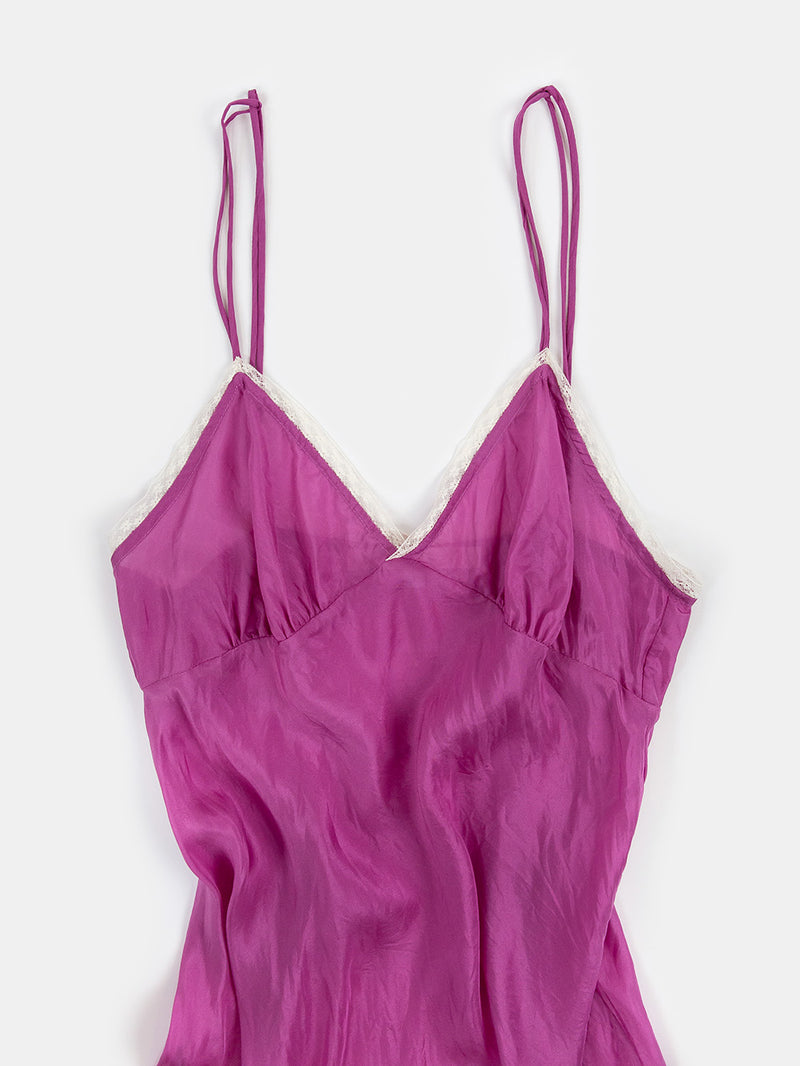 Maude Petal Silk Slip Dress in Lilac