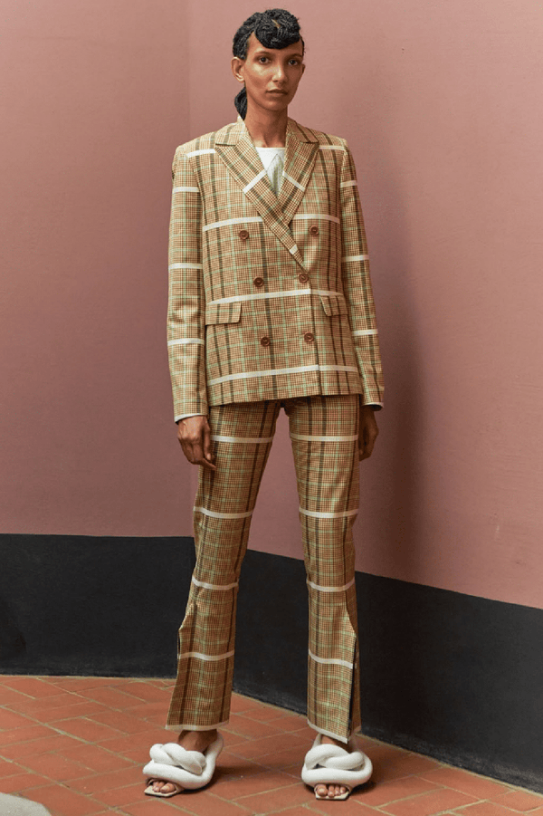 Henrik Vibskov Motif Blazer in Green Brown Checks