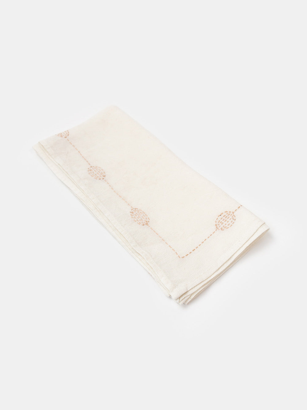 Totem Napkin in Hand-embroidered Soft White Linen