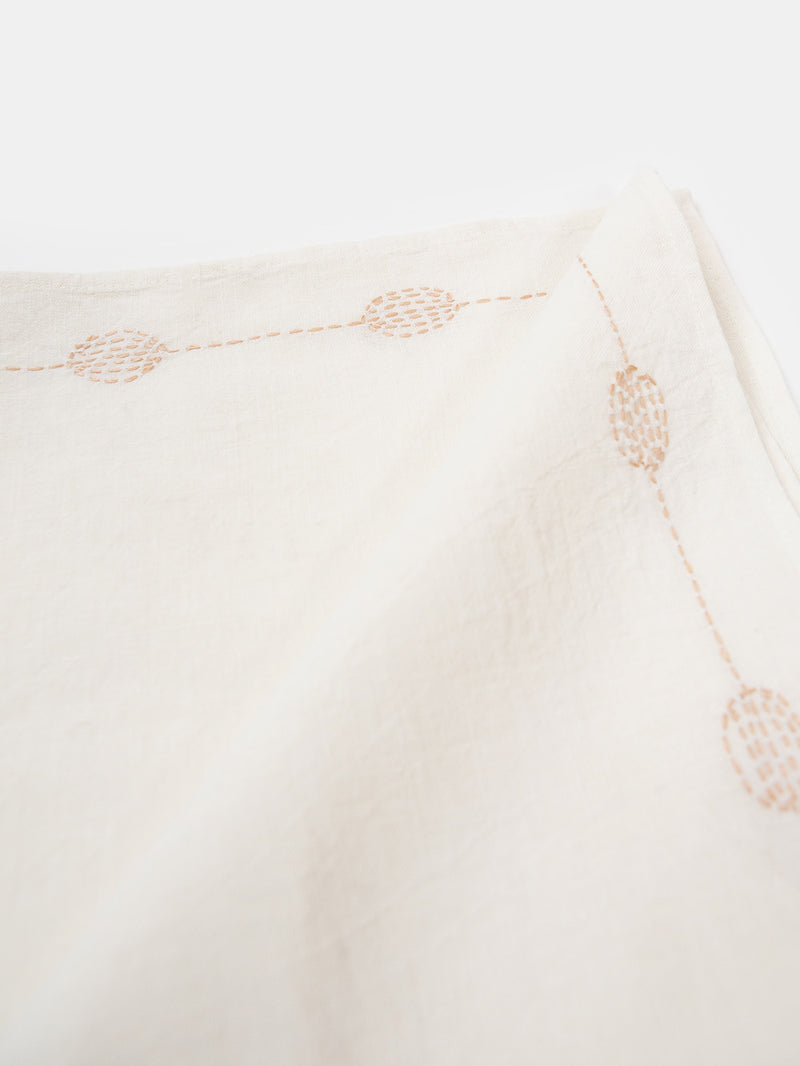 Totem Napkin in Hand-embroidered Soft White Linen