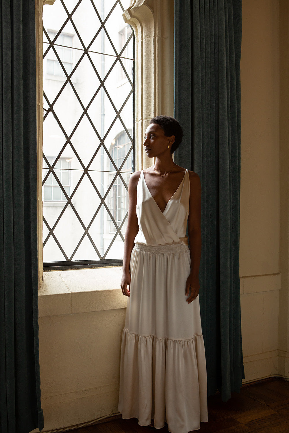 Odette Silk Charmeuse Gown in Alabaster