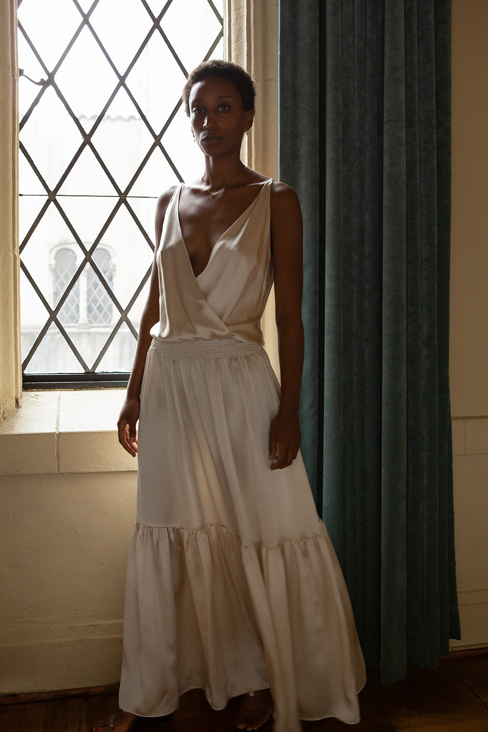 Odette Silk Charmeuse Gown in Alabaster 1 Odette Silk Charmeuse Gown in Alabaster 1