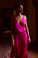Odette Silk Charmeuse Gown in Ruby