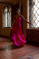 Odette Silk Charmeuse Gown in Ruby