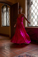 Odette Silk Charmeuse Gown in Ruby