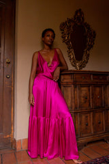 Odette Silk Charmeuse Gown in Ruby