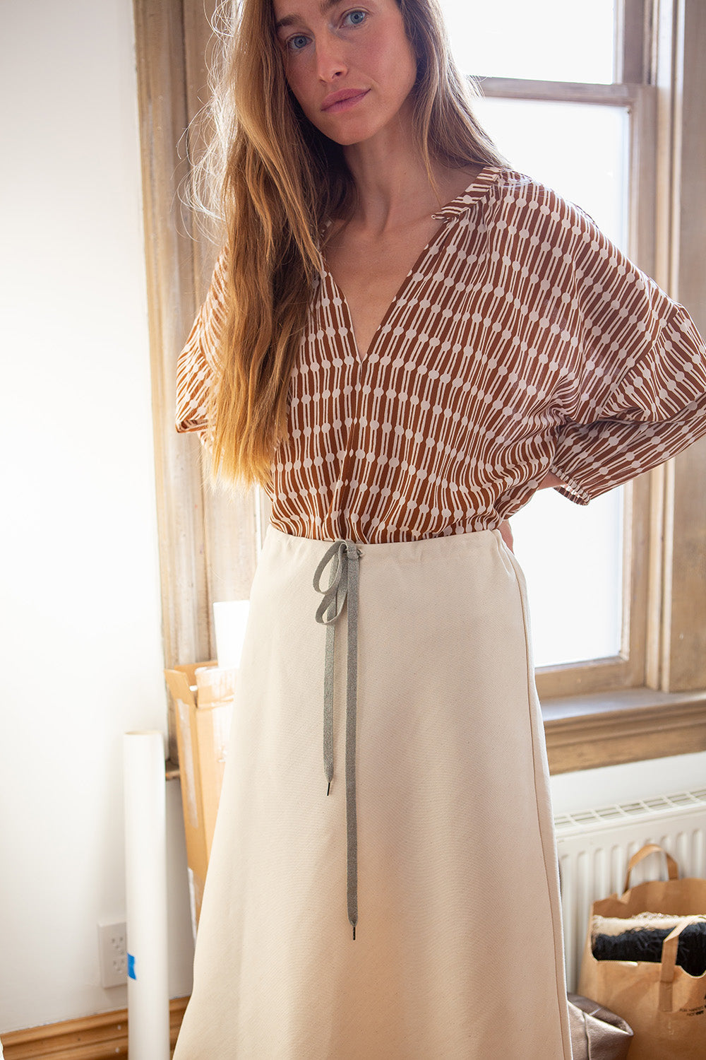 Patricia Silk Crêpe De Chine Top In Sienna Jacobsen