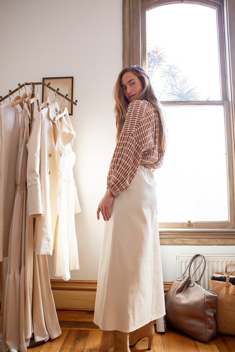 Patricia Silk Crêpe De Chine Top In Sienna Jacobsen