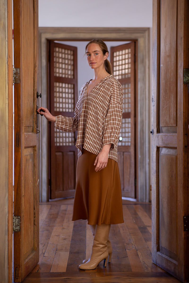 Patricia Silk Crêpe De Chine Top In Sienna Jacobsen