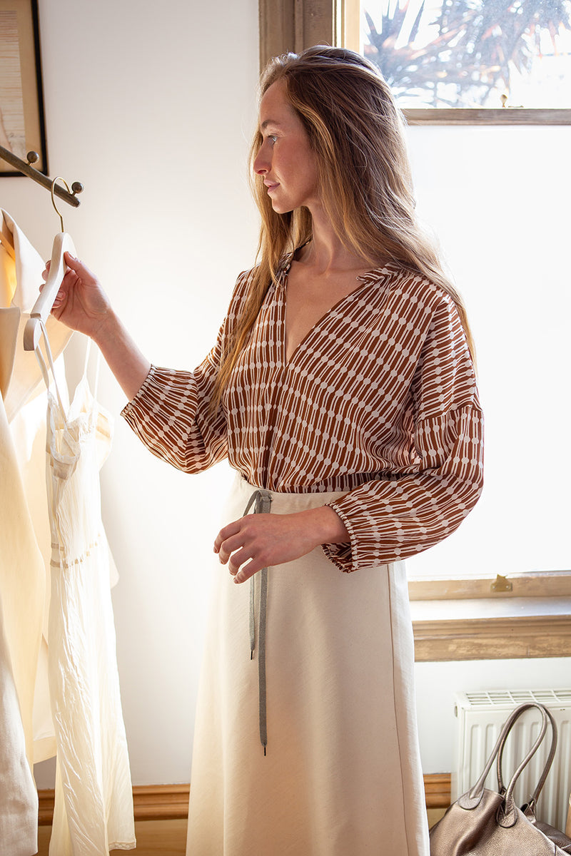 Patricia Silk Crêpe De Chine Top In Sienna Jacobsen