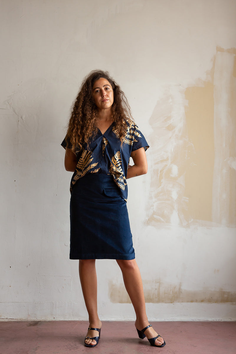 Smith Skirt in Navy Velvet