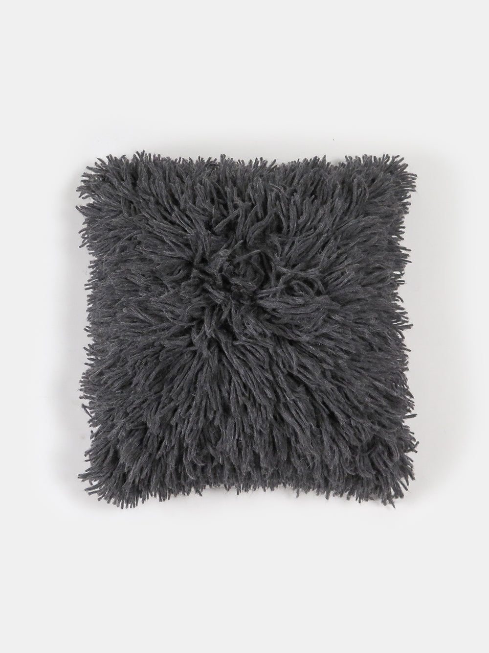 Wool and Alpaca Shag Pillow in Charcoal