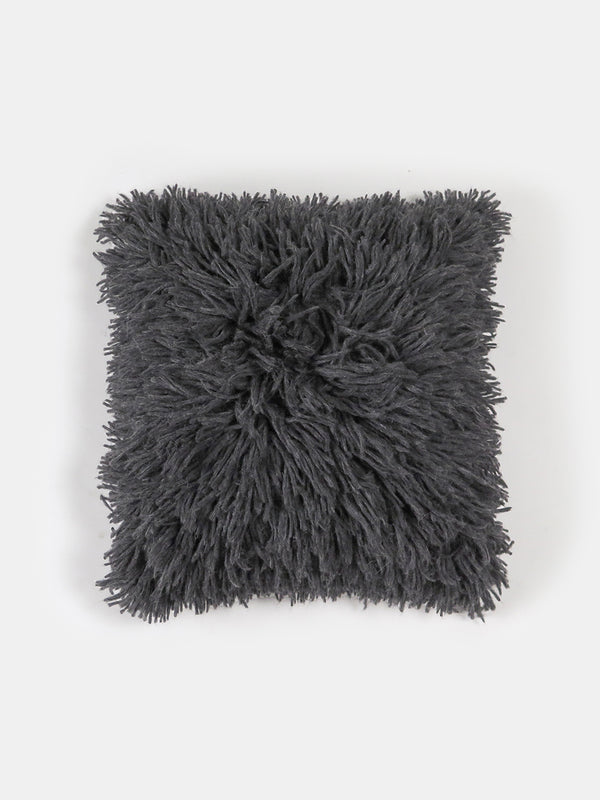 Wool and Alpaca Shag Pillow in Charcoal