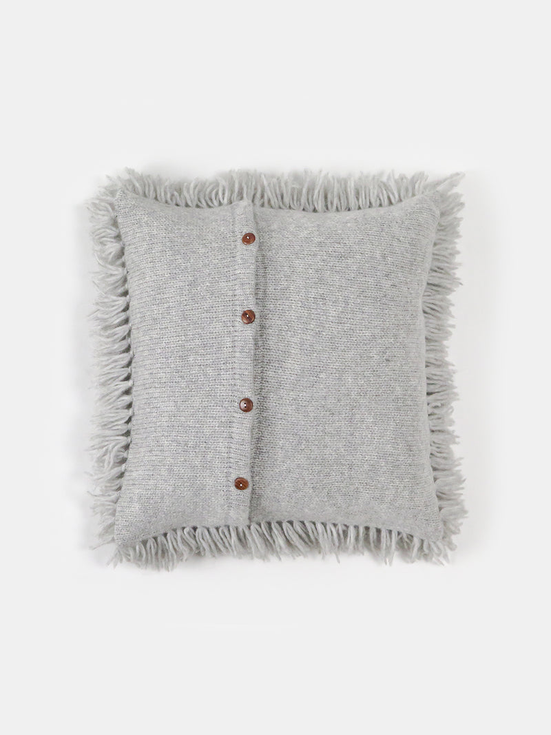 Wool and Alpaca Shag Pillow in Light Grey