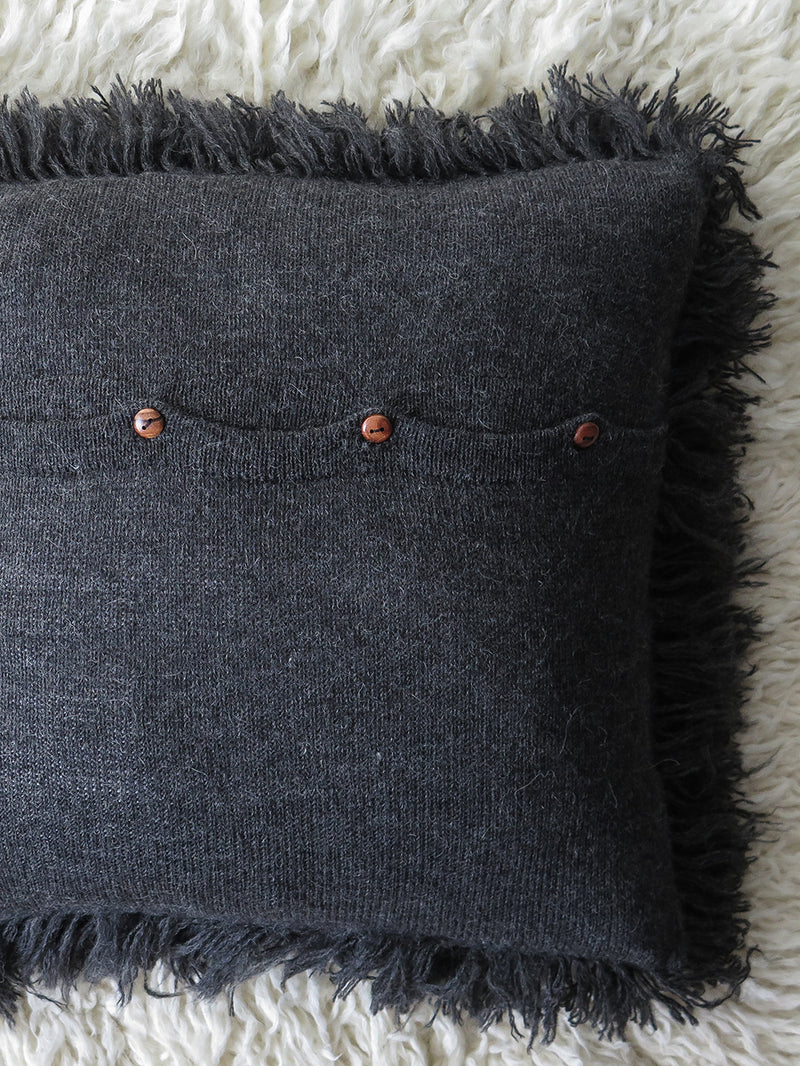 Baby Alpaca Shag Pillow in Charcoal