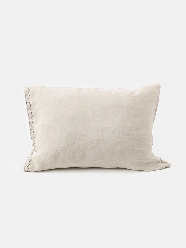 Mountain Pillowcases in Hand-embroidered Natural Linen