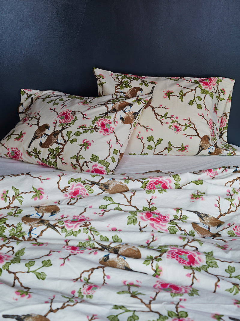 Lovebird Pillowcases in Natural