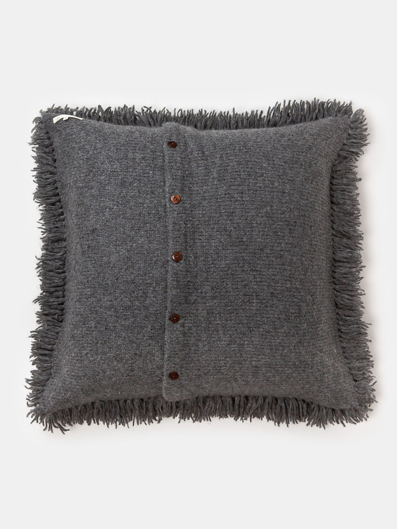 Wool and Alpaca Shag Floor Pillow in Charcoal