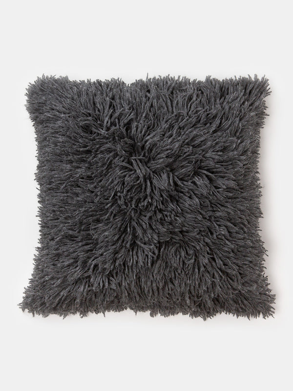 Wool and Alpaca Shag Floor Pillow in Charcoal