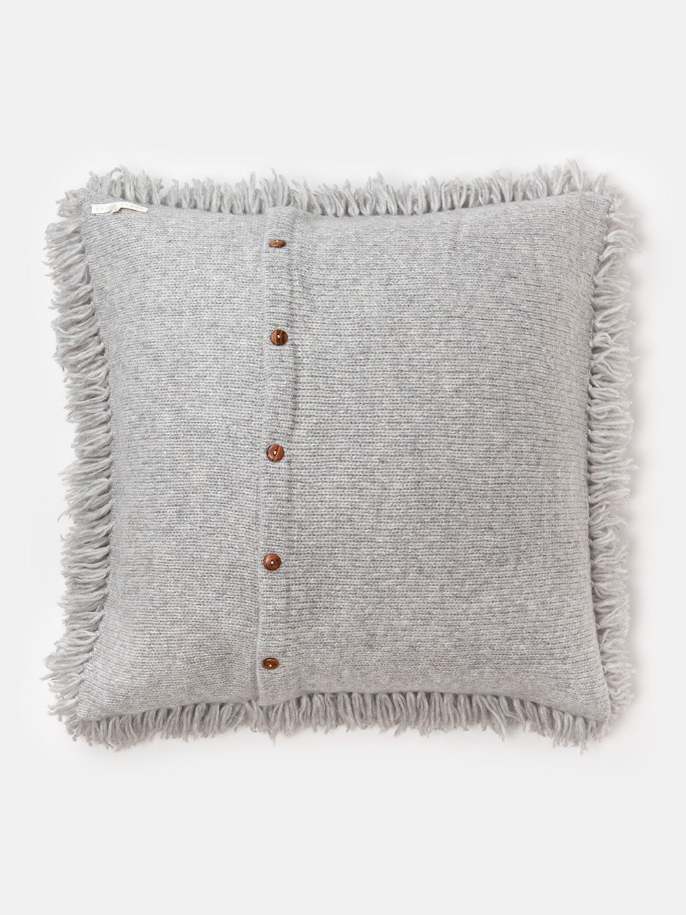 Wool and Alpaca Shag Floor Pillow in Light Grey