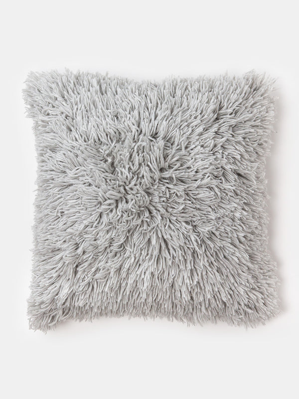 Wool and Alpaca Shag Floor Pillow in Light Grey