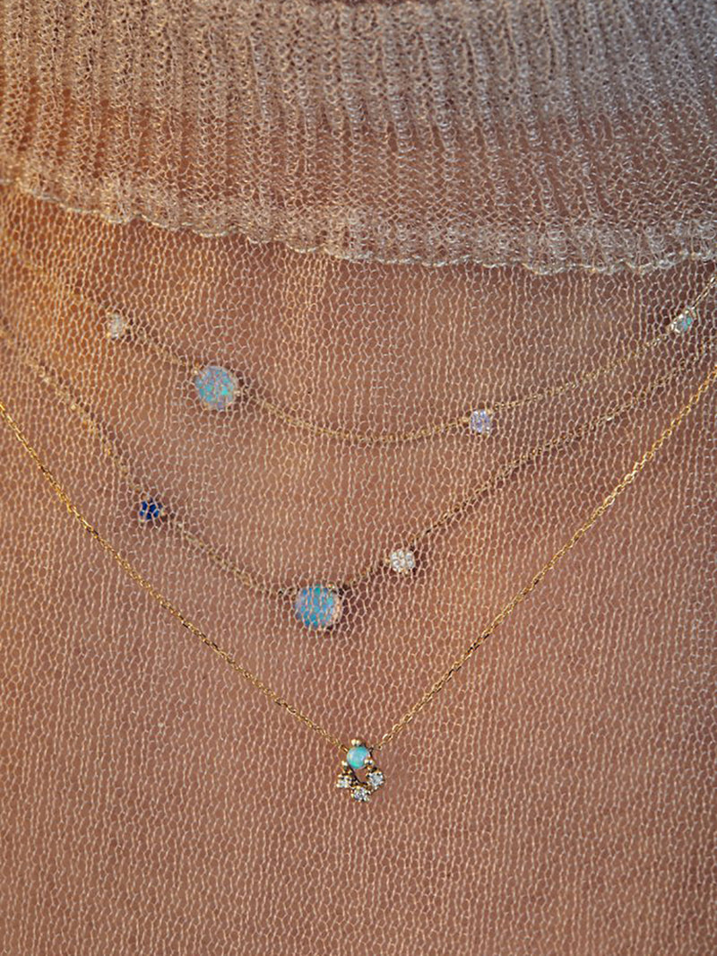 WWAKE Opal & Diamond Posy Necklace