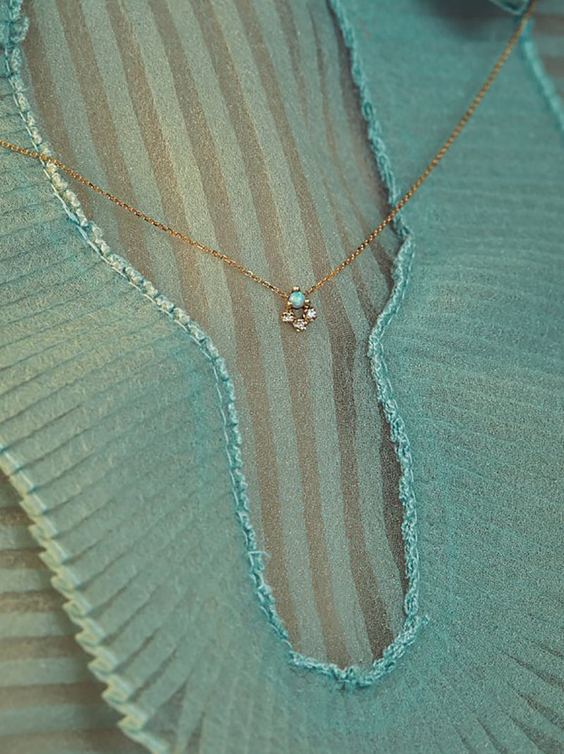 WWAKE Opal & Diamond Posy Necklace