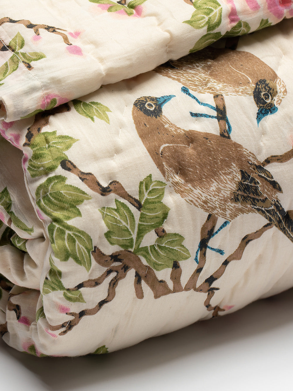 Cotton Hand-stitched Quilt in Lovebird