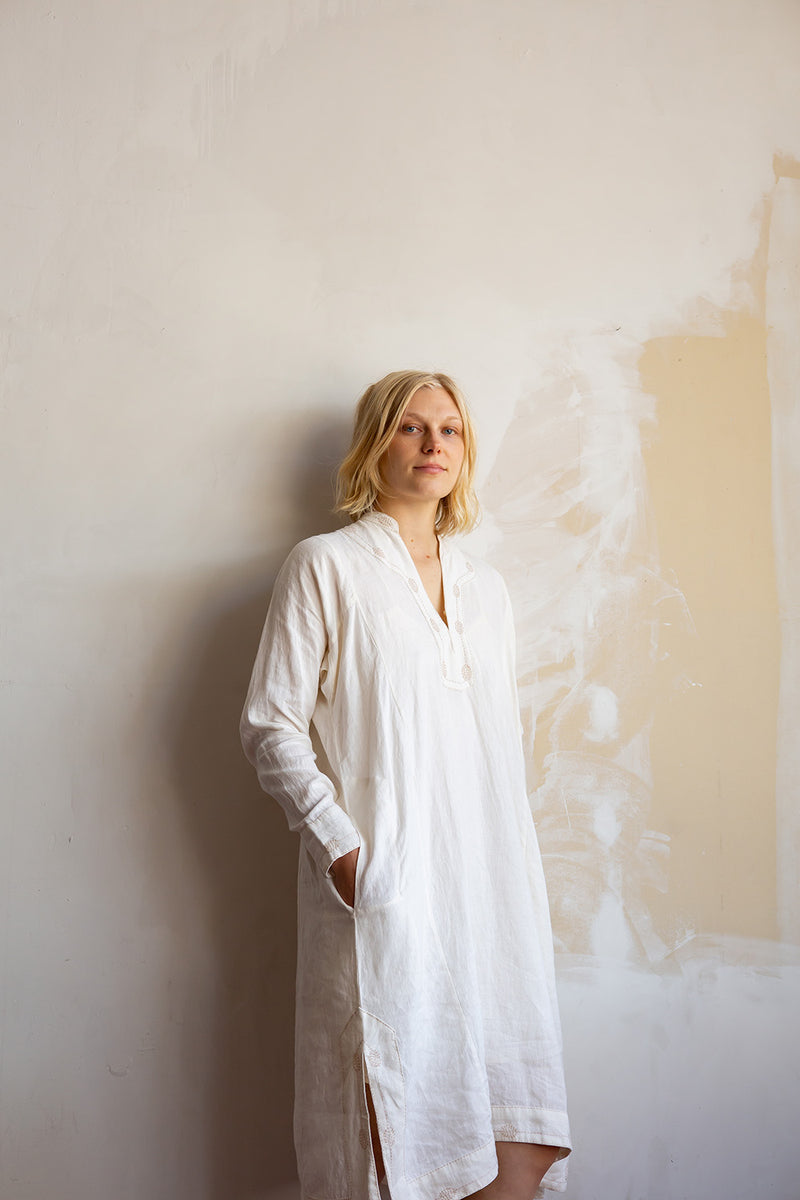 Erica Tanov | Rekha Linen Hand Embroidered Dress