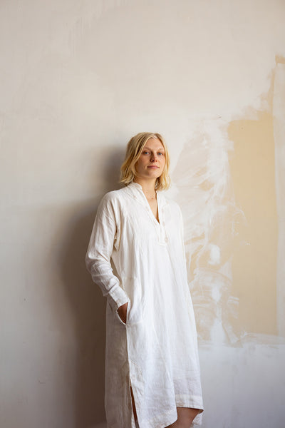 Erica Tanov | Rekha Linen Hand Embroidered Dress