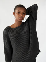 Pima Cotton Ribbed Pullover in Charcoal