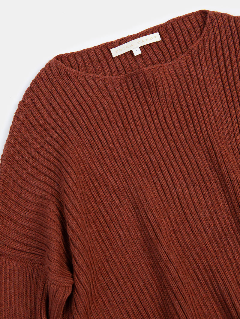 Pima Cotton Ribbed Pullover in Madrone