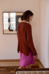 Pima Cotton Ribbed Pullover in Madrone