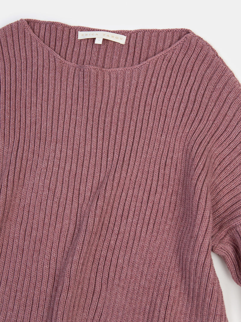 Pima Cotton Ribbed Pullover in Orchid