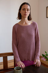 Pima Cotton Ribbed Pullover in Orchid