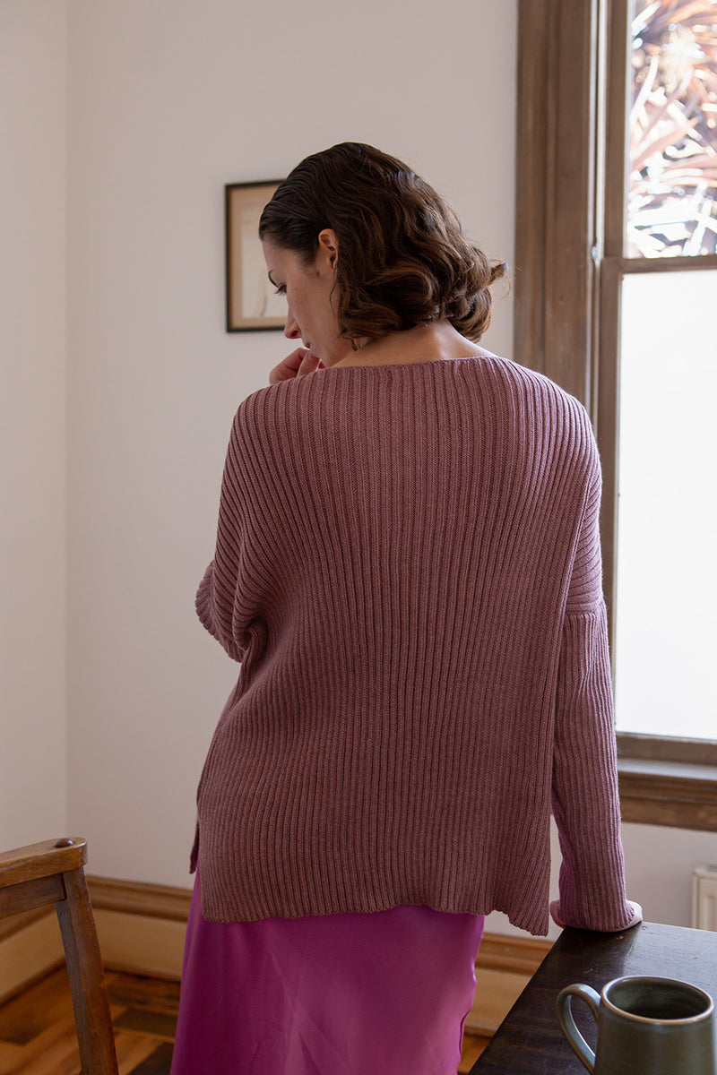 Pima Cotton Ribbed Pullover in Orchid