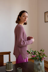 Pima Cotton Ribbed Pullover in Orchid