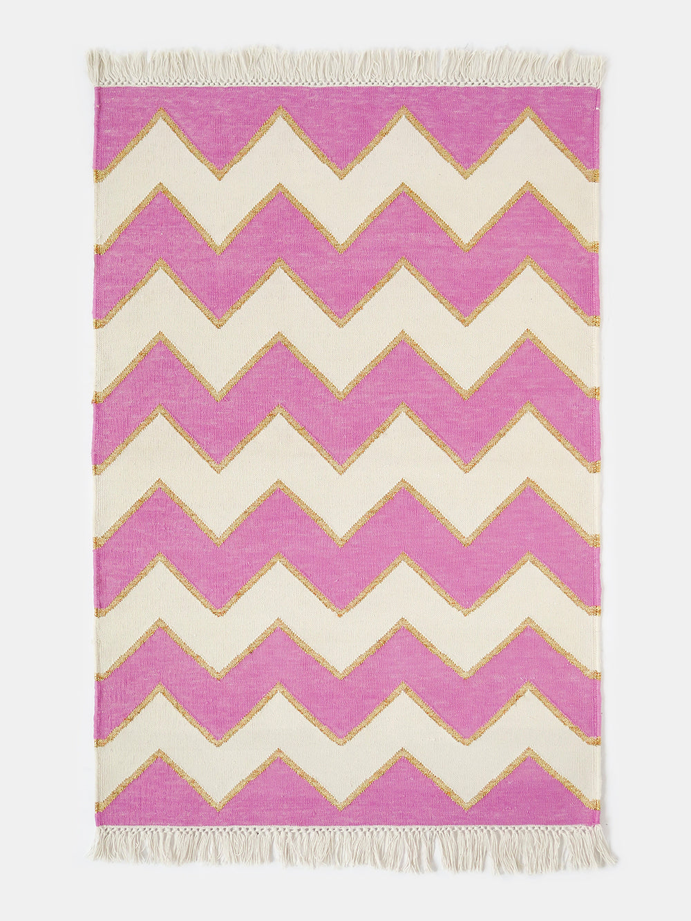 Panja Wave Rug in Fuchsia/Gold