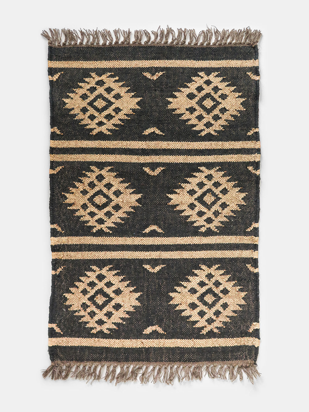 Kanta Diamond Wool & Jute Rug in Black